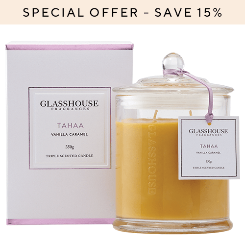 Glasshouse Tahaa Candle Vanilla Caramel 350g NZ Adore Beauty