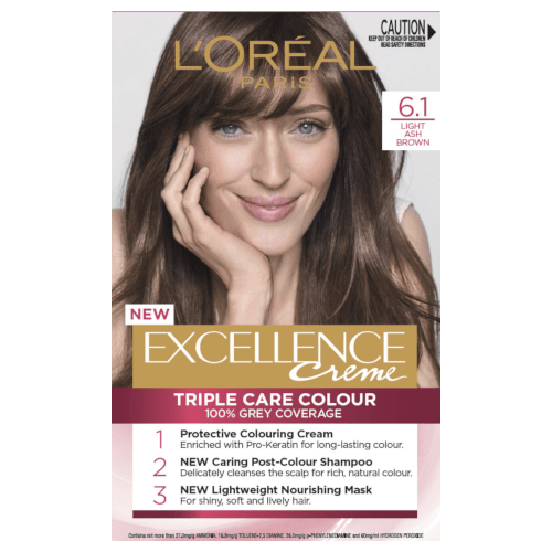 L'Oreal Paris Excellence Permanent Hair Colour - Light Ash Brown 6.1 ...