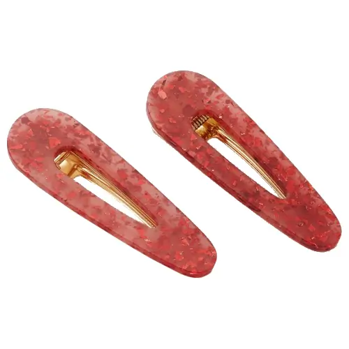 Valet Kelly Clip Duo- Red Glitter