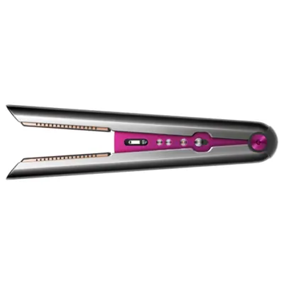 A cordless hair straightener with flexible plates