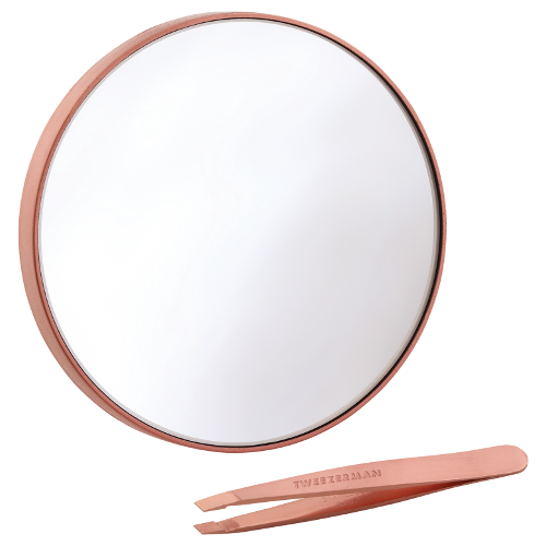 Tweezerman Rose Gold Mini Slant Tweezer with Mirror Duo by Tweezerman