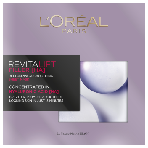 L'Oréal Paris Revitalift Filler [HA] Replumping & Smoothing Sheet Mask Multi-pack 5x35g by L'Oreal Paris