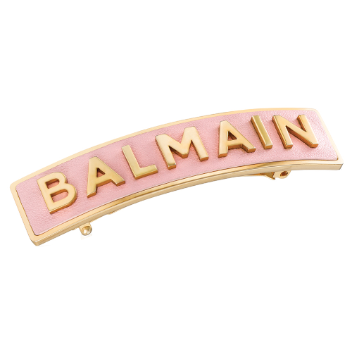 Balmain Paris Luxury Hair Barrette Pastel Pink With Golden Logo