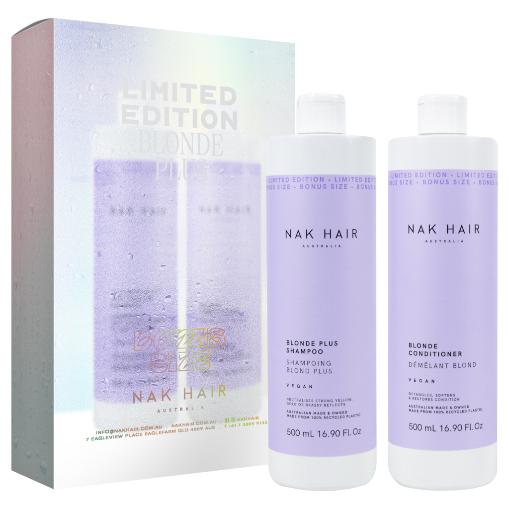 NAK Hair Blonde Plus Shampoo and Conditioner 500ml Duo NZ Adore Beauty