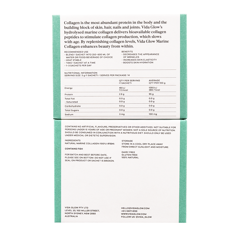 Vida Glow Natural Marine Collagen Trial Pack - 14 Serves