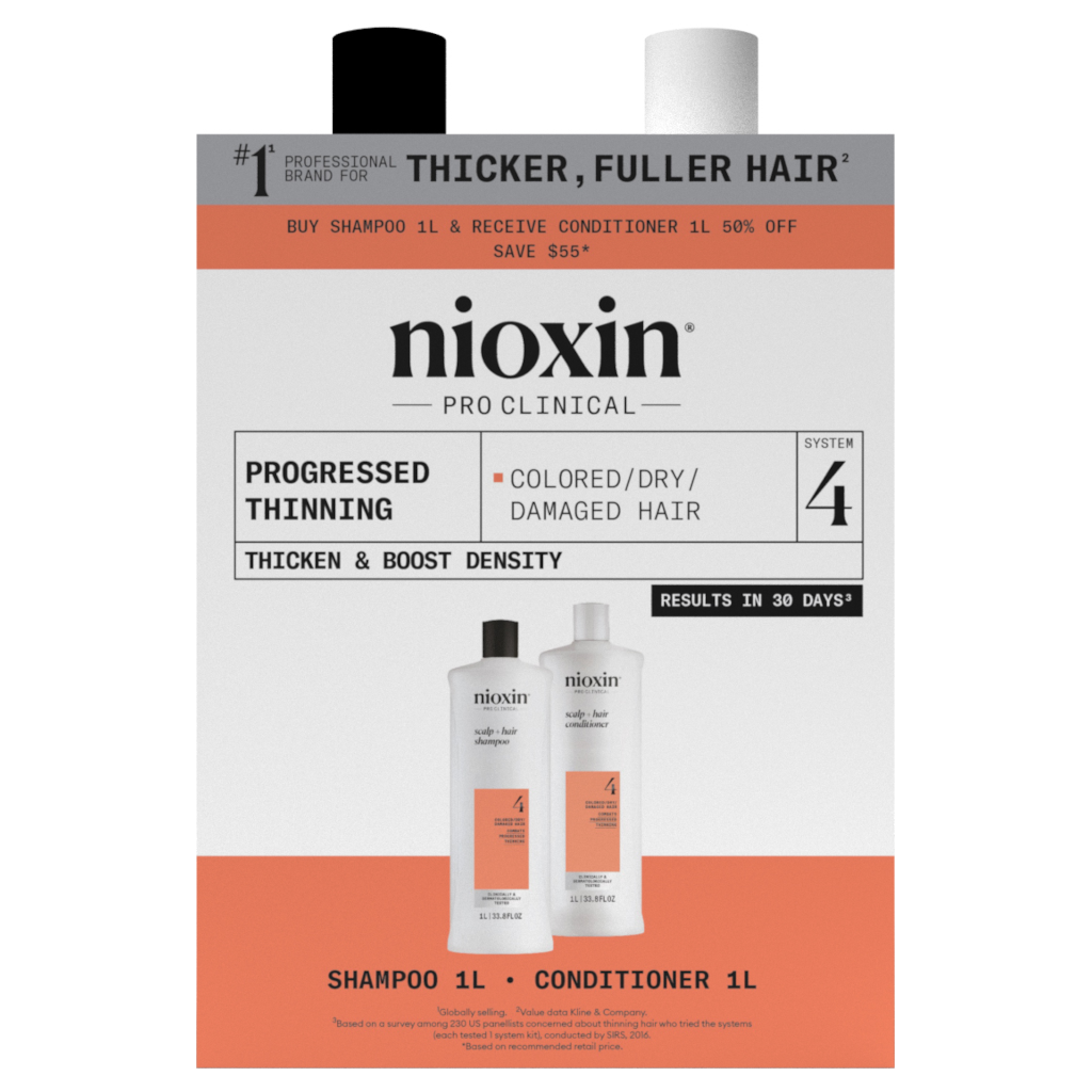 Nioxin Scalp + Hair Thickening System 4 Shampoo + Conditioner 1L Duo