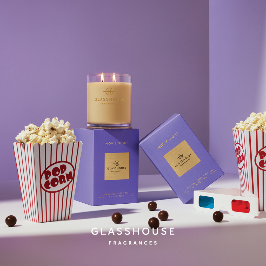 Glasshouse Fragrances MOVIE NIGHT 380g SOY CANDLE NZ Adore Beauty