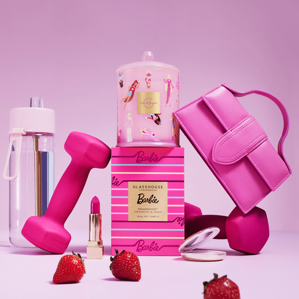 Glasshouse Fragrances BARBIE DREAMHOUSE 380g SOY CANDLE NZ Adore Beauty