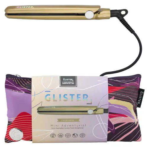 Glister Mini Travel Tourmaline Hair Straightener 13mm - Champagne
