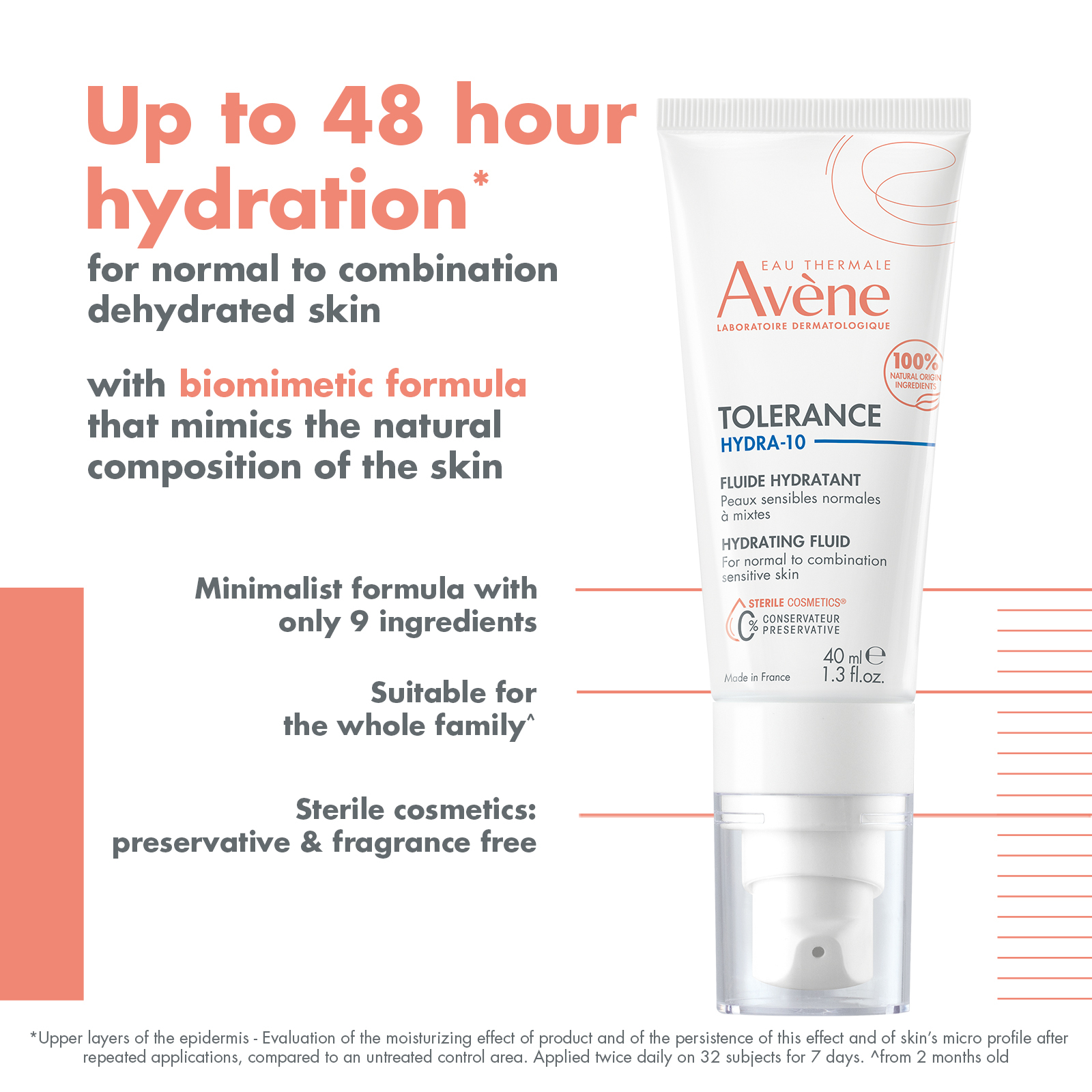 Avène Tolerance Hydra-10 Hydrating Fluid 40ml - Hyaluronic Acid Moisturiser