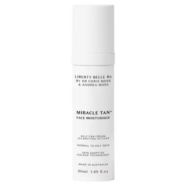 Liberty Belle Rx MIRACLE TAN™ Self-Tan Face Moisturiser Cream + Clarifying Actives for Normal to Oily