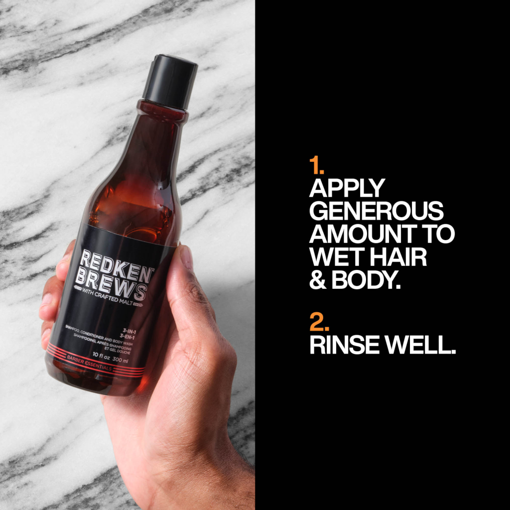 Redken Brews 3 In 1 Shampoo, Conditioner and Body Wash 300ml