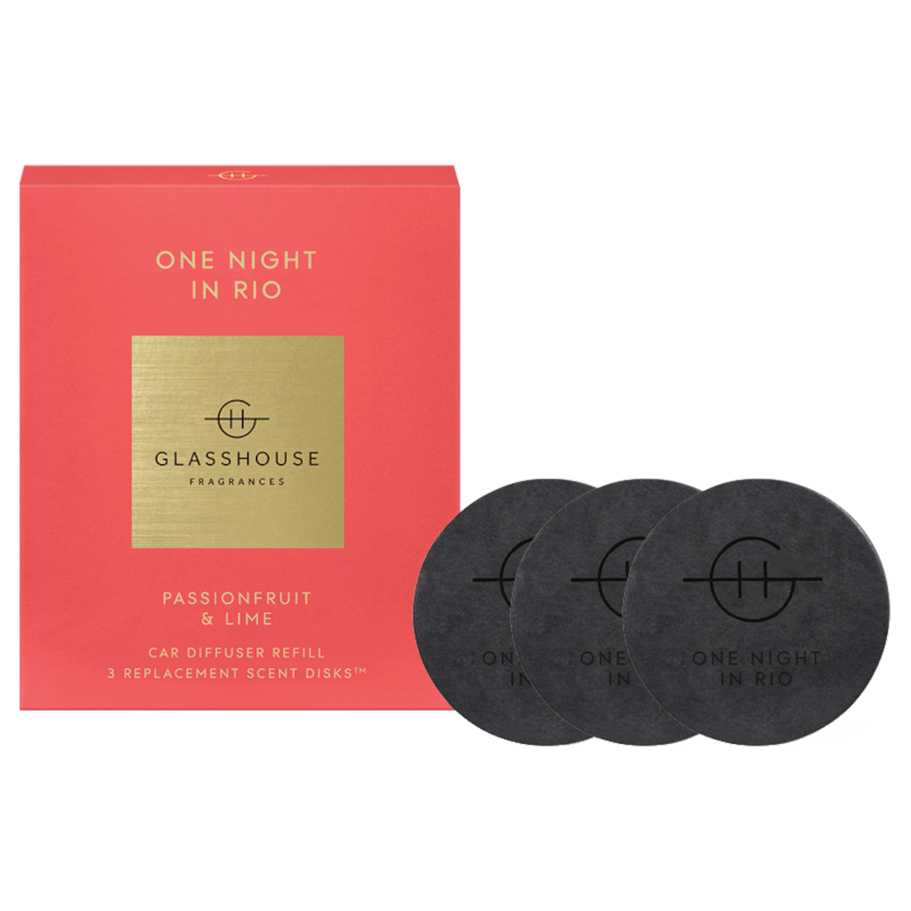 Glasshouse Fragrances 3 Replacement Scent Disks for Car Diffuser - ONE NIGHT IN RIO