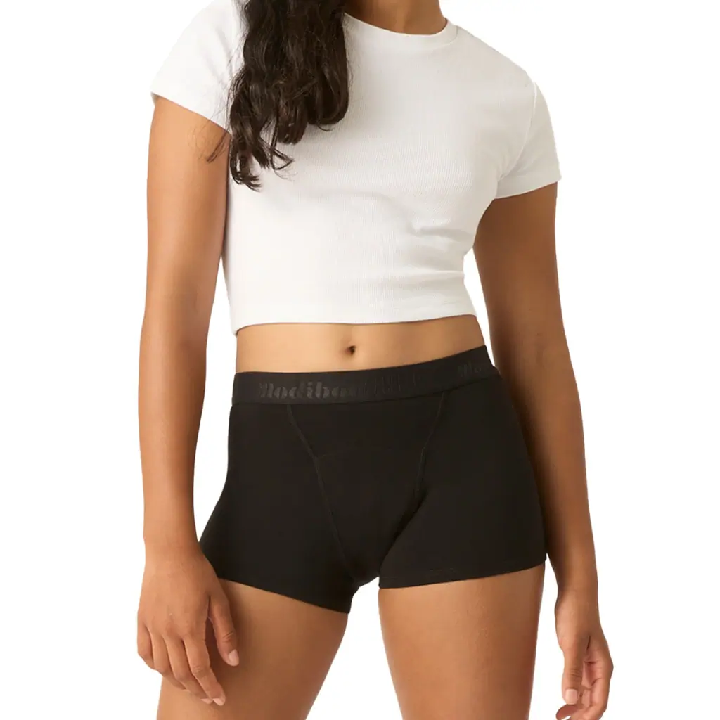 Modibodi Teen Hipster Boyshort Super-Overnight Black