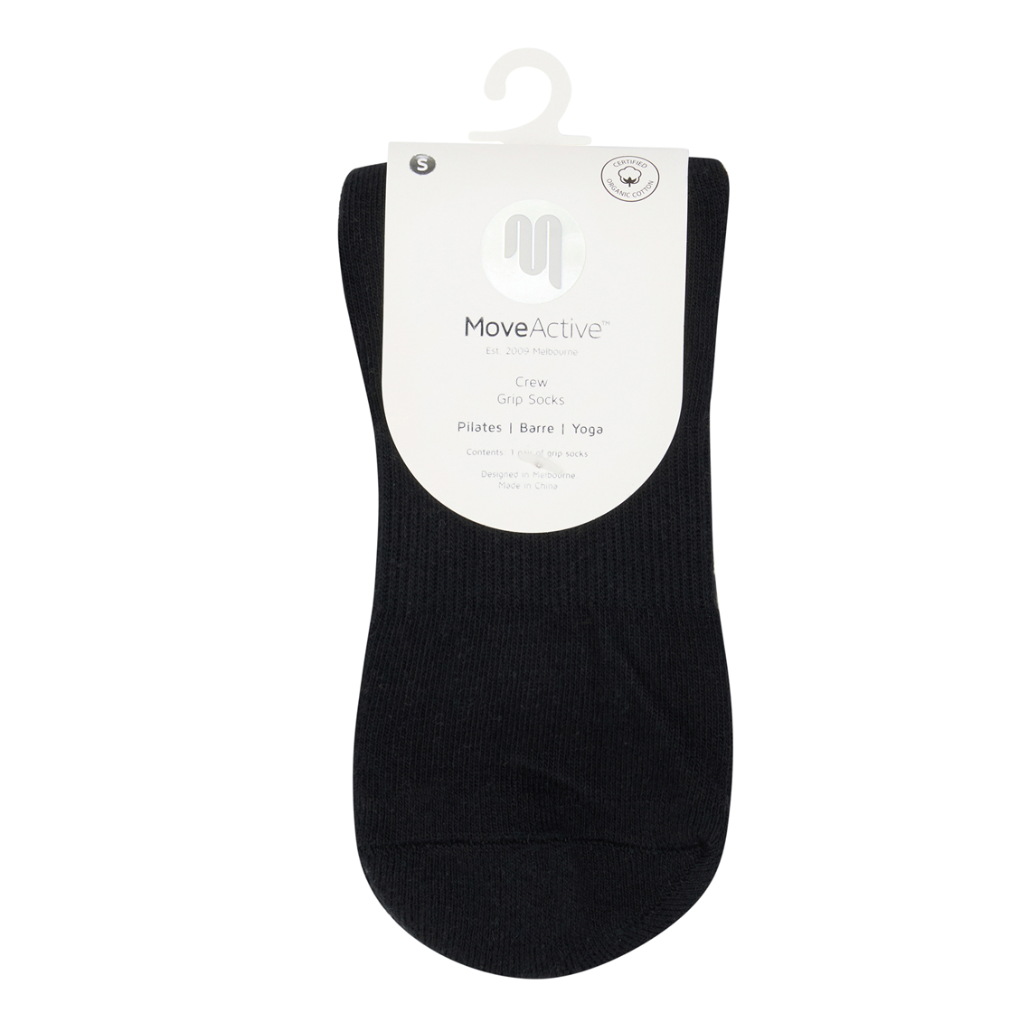 MoveActive Crew Non Slip Grip Socks - Black
