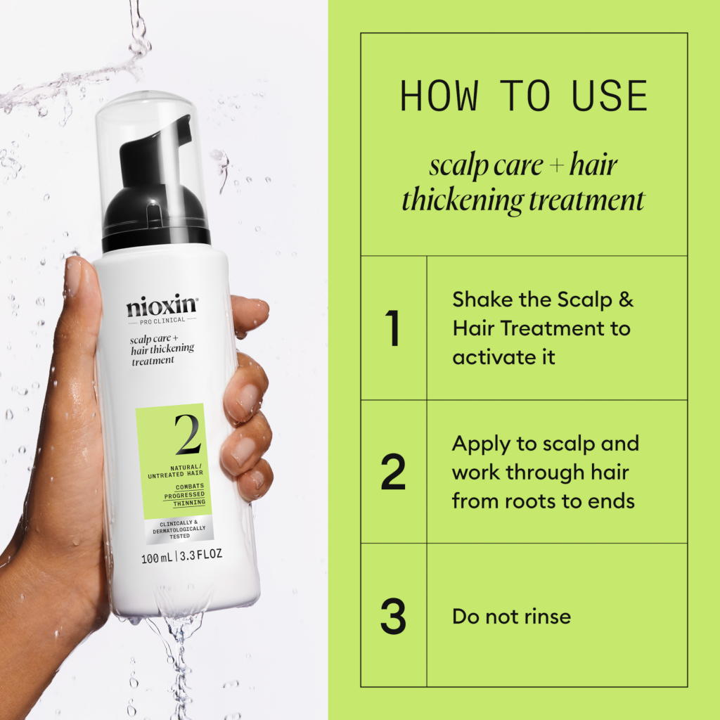 Nioxin System 2 Scalp + Hair Thickening Treatment - Serum for Natural Hair with Progressed Thinning,