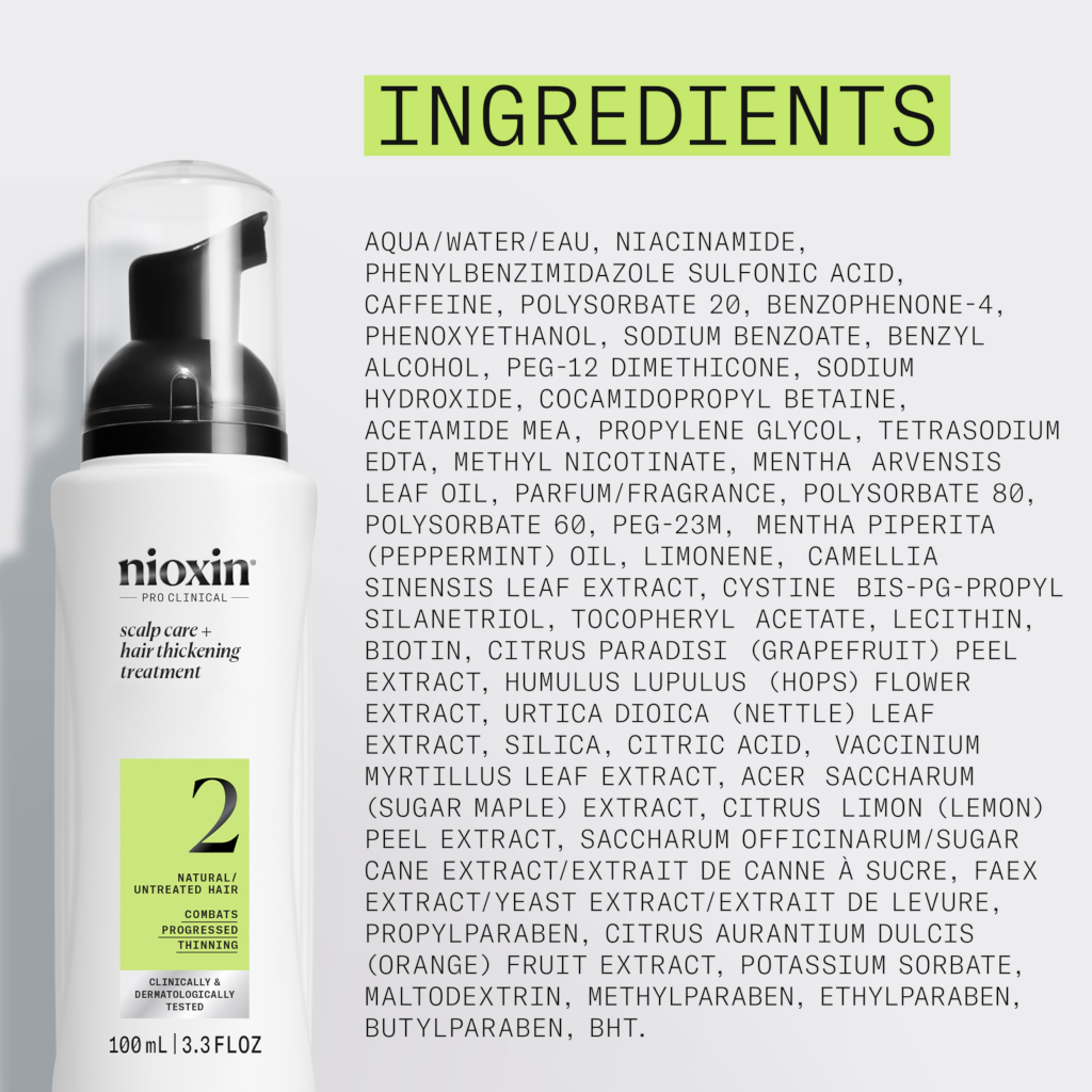 Nioxin System 2 Scalp + Hair Thickening Treatment - Serum for Natural Hair with Progressed Thinning,