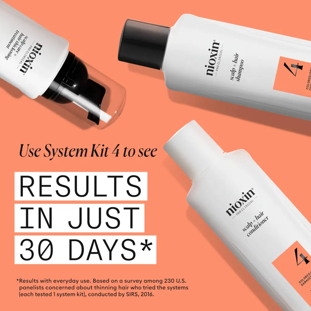 Nioxin System 4 Scalp + Hair Thickening Treatment- Serum for Damaged Hair with Progressed Thinning,