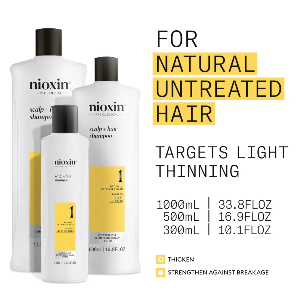 Nioxin System 1 Scalp + Hair Shampoo - Hair Thickening Shampoo For Natural Hair with Light Thinning