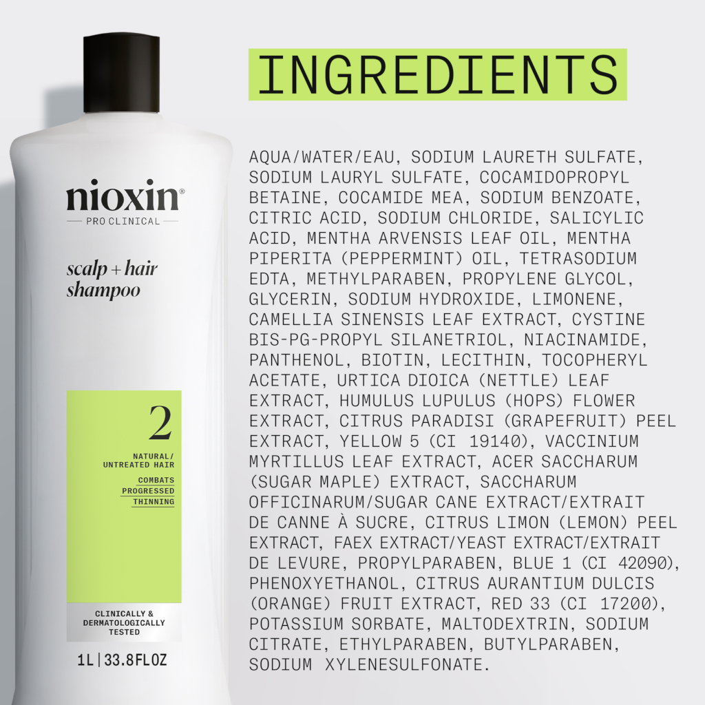 Nioxin System 2 Scalp + Hair Shampoo - Hair Thickening Shampoo For Natural Hair with Progressed Thin