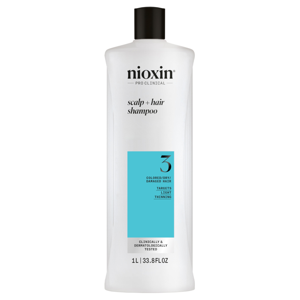 Nioxin System 3 Scalp + Hair Shampoo - Hair Thickening Shampoo For Damaged Hair with Light Thinning,