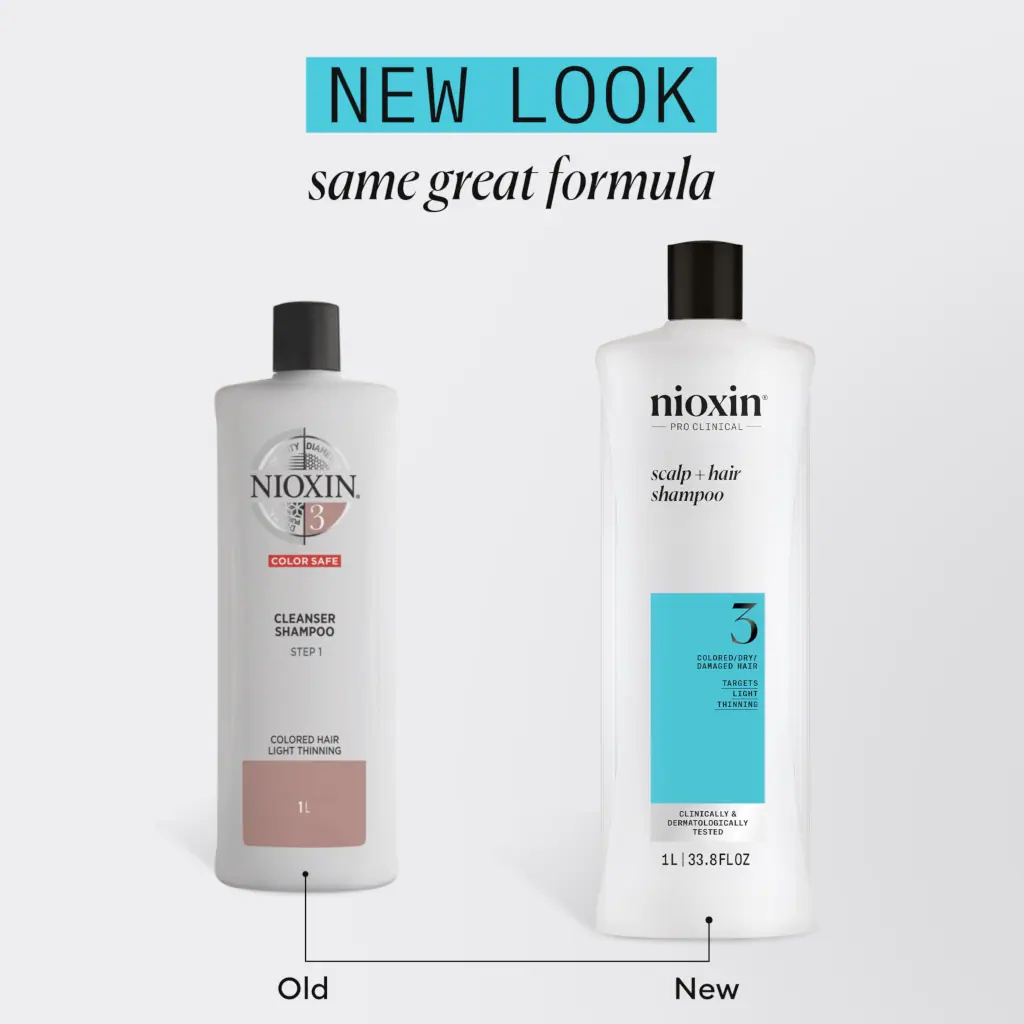 Nioxin System 3 Scalp + Hair Shampoo - Hair Thickening Shampoo For Damaged Hair with Light Thinning,