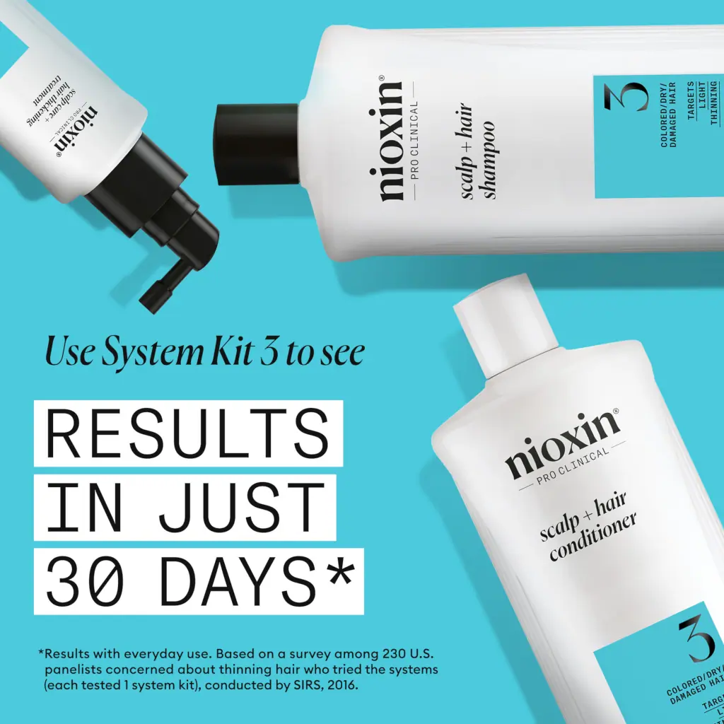 Nioxin System 3 Scalp + Hair Shampoo - Hair Thickening Shampoo For Damaged Hair with Light Thinning,