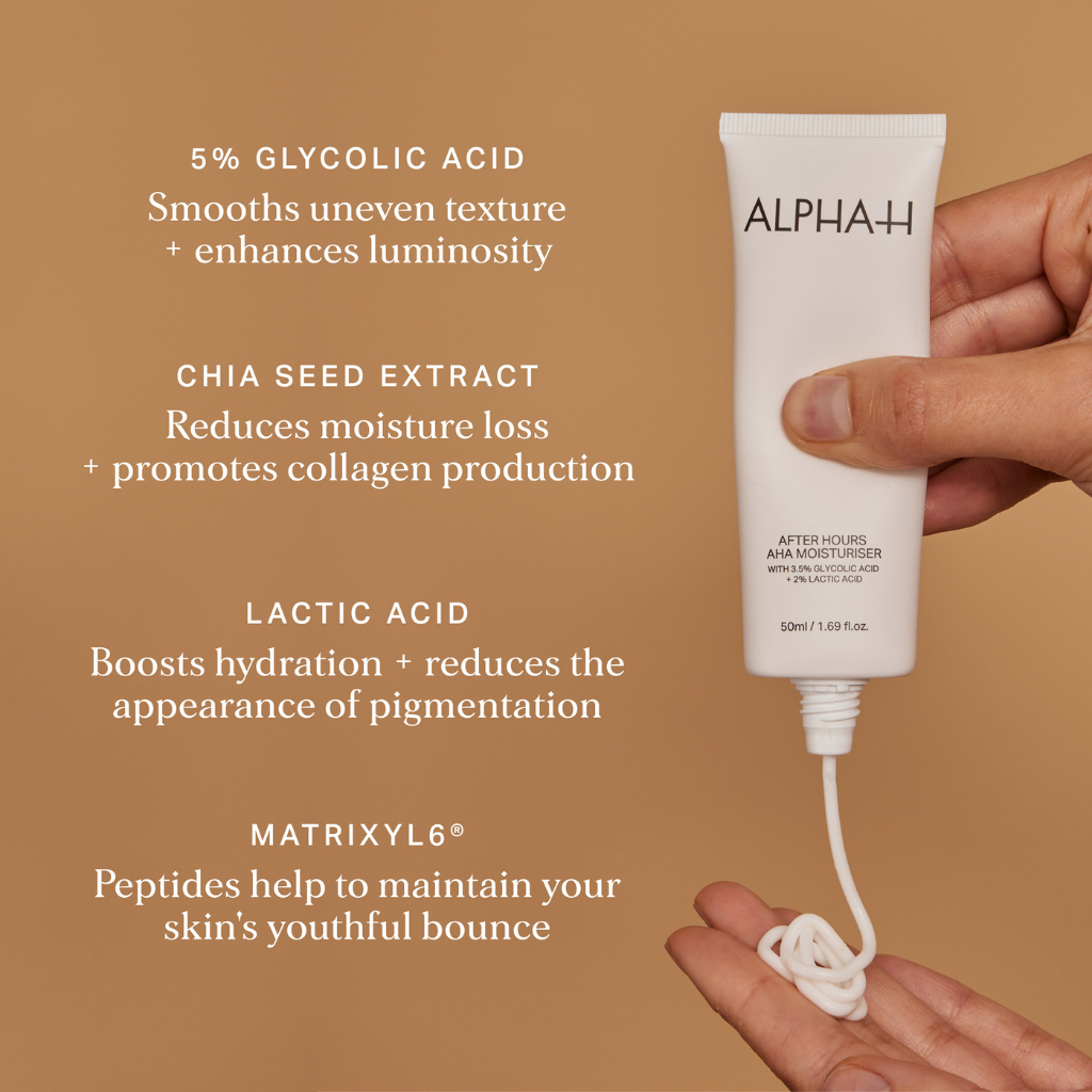 Alpha-H After Hours AHA Moisturiser with 5% Glycolic Acid and 2.5% Lactic Acid