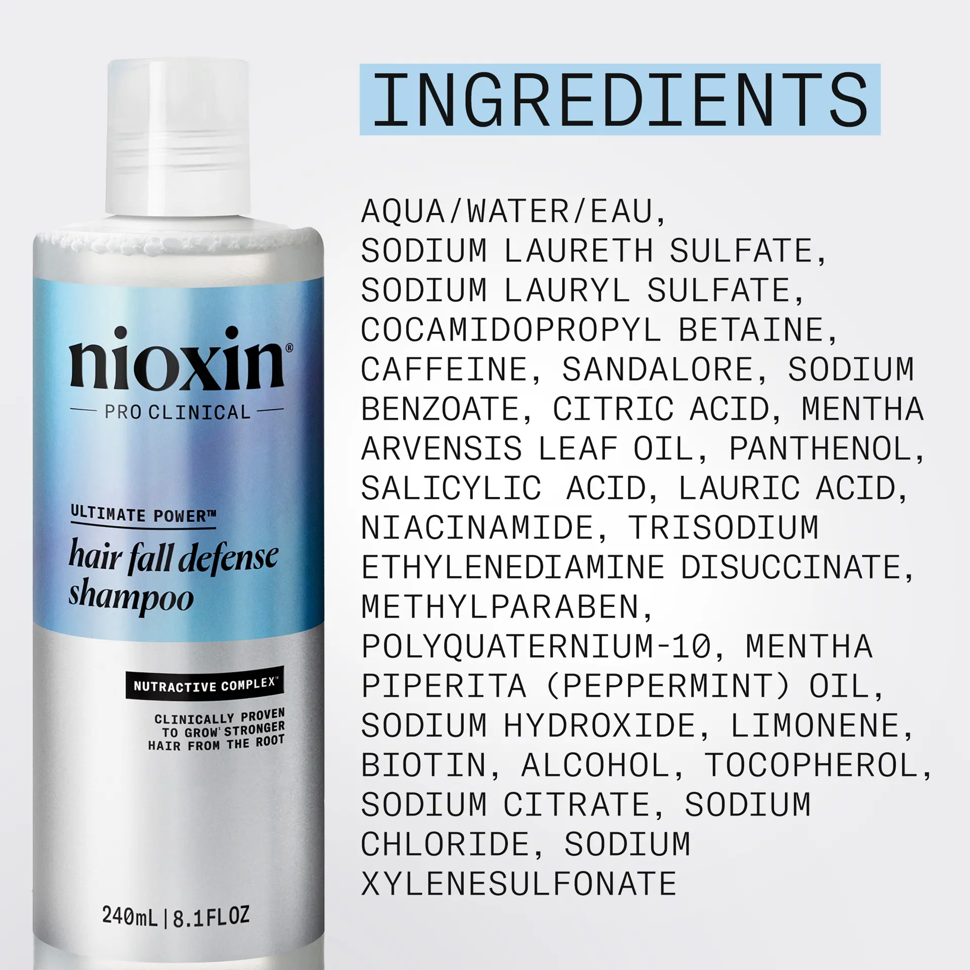 Nioxin Hair Fall Defense Shampoo - Shampoo for Hair Loss, 240mL