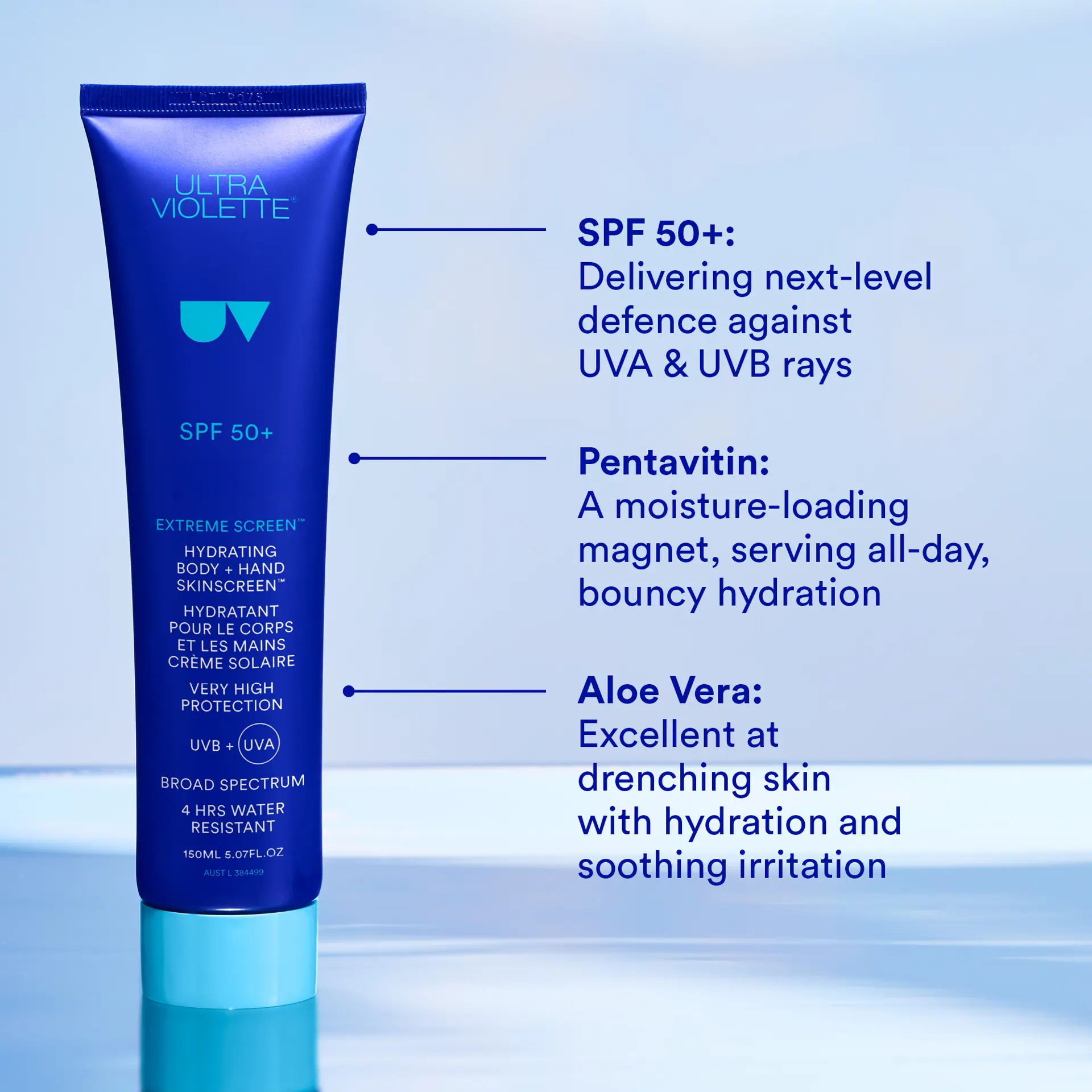 Ultra Violette Extreme Screen Hydrating Hand & Body SKINSCREEN SPF50+ 150ml