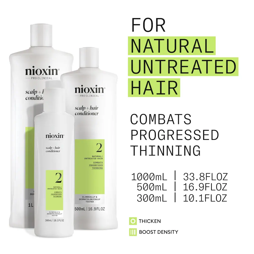Nioxin Scalp + Hair Thickening System 2 Shampoo + Conditioner 1L Duo