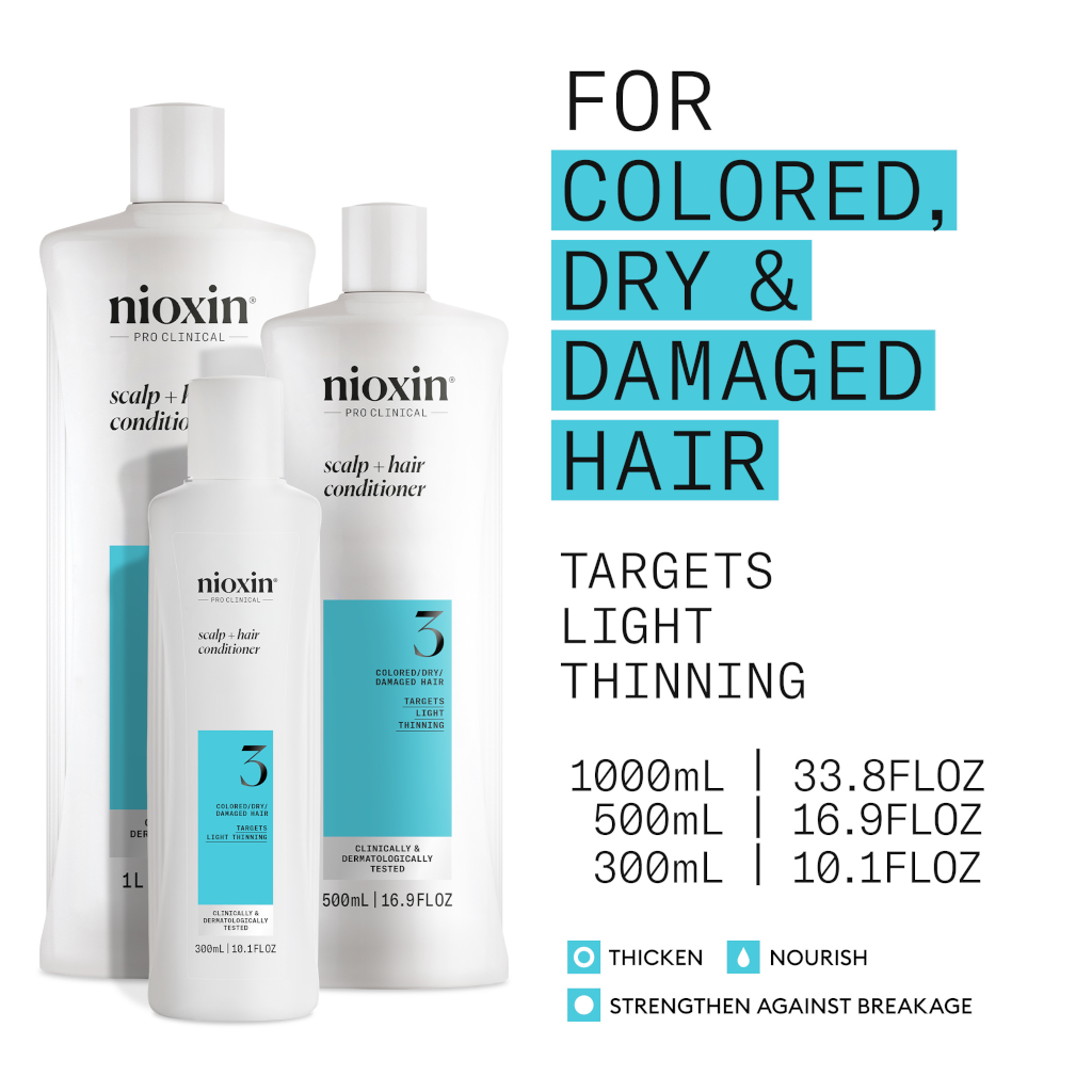 Nioxin Scalp + Hair Thickening System 3 Shampoo + Conditioner 1L Duo