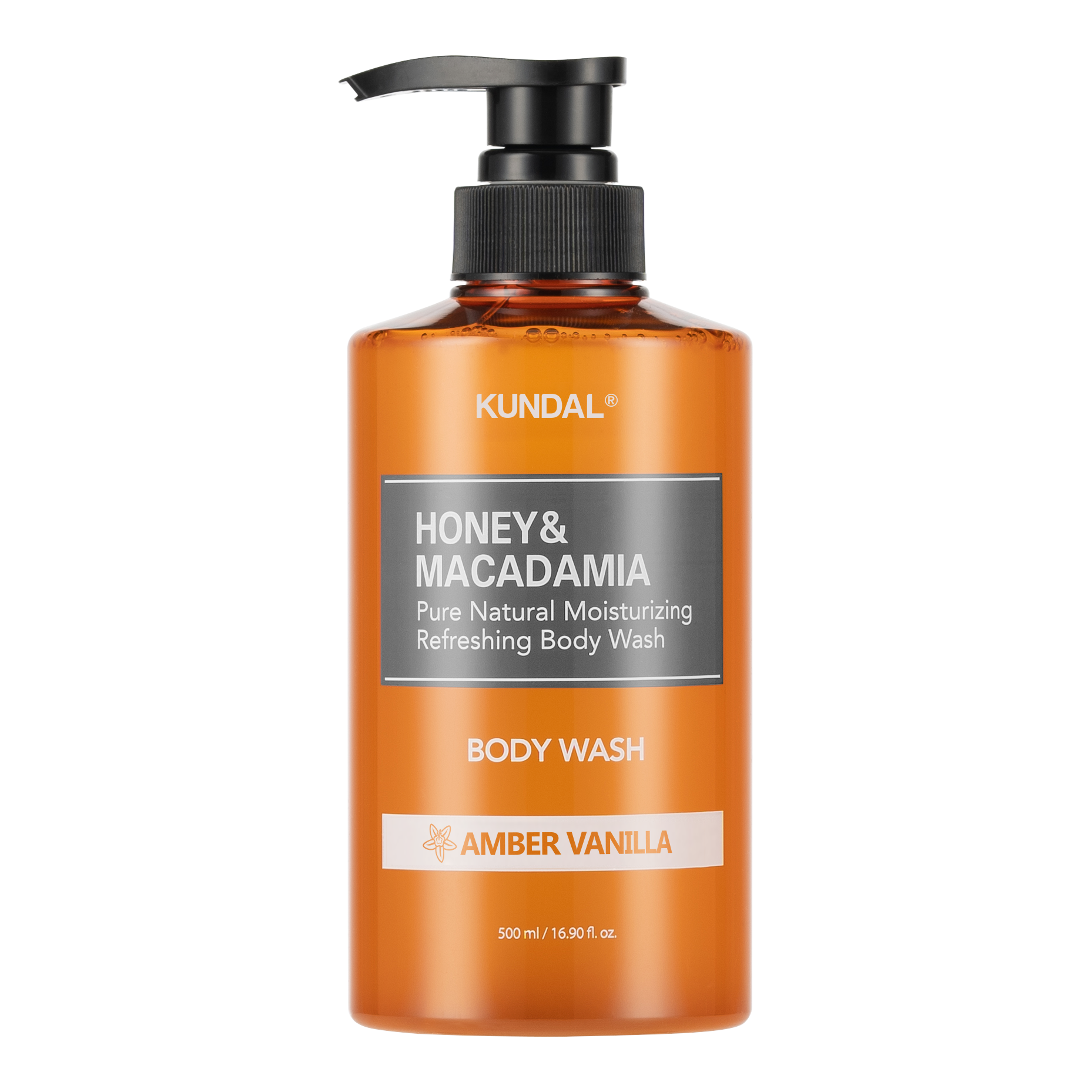 Kundal Honey & Macadamia pure body wash 500ml - amber vanilla scent