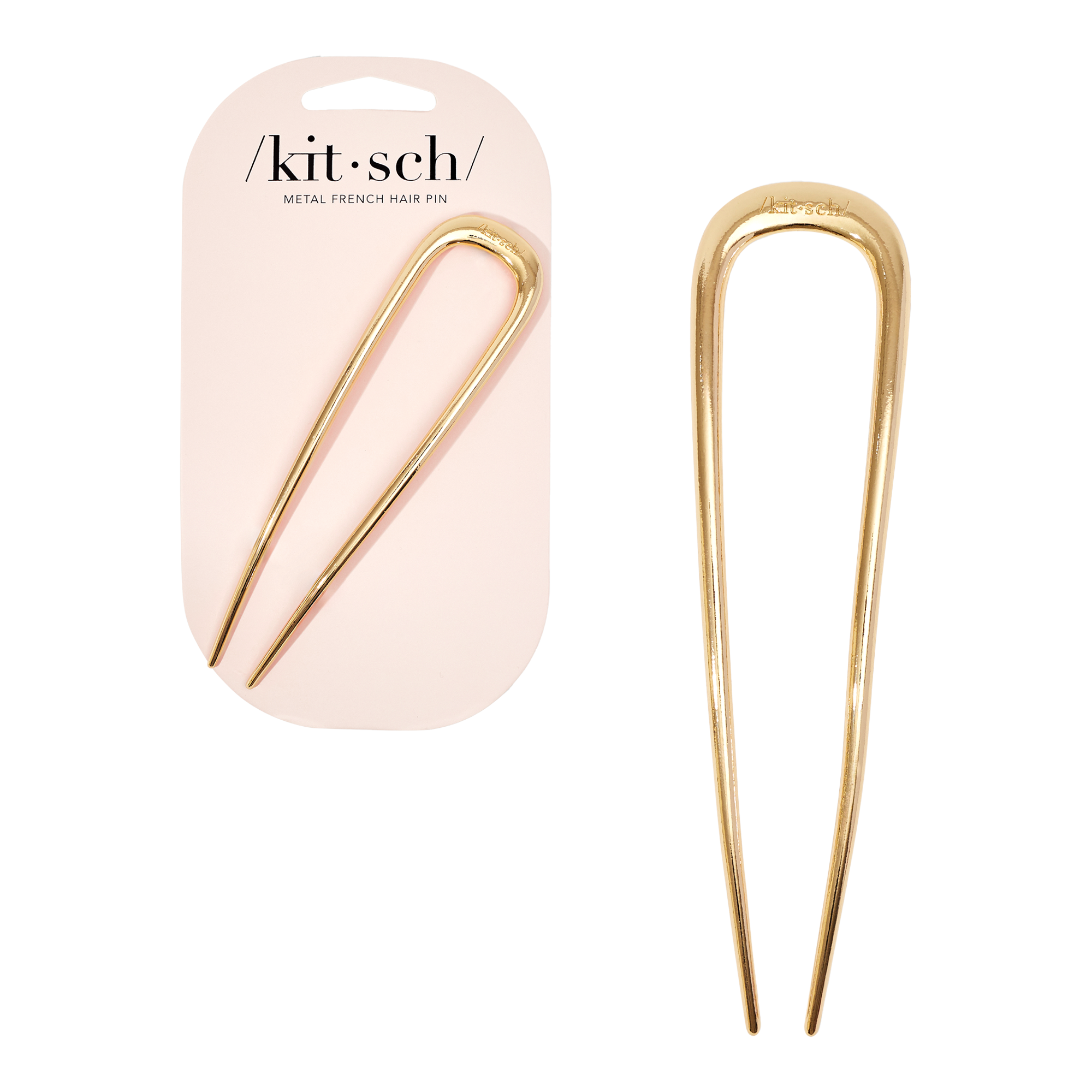 Kitsch Metal French Hair Pin - Gold