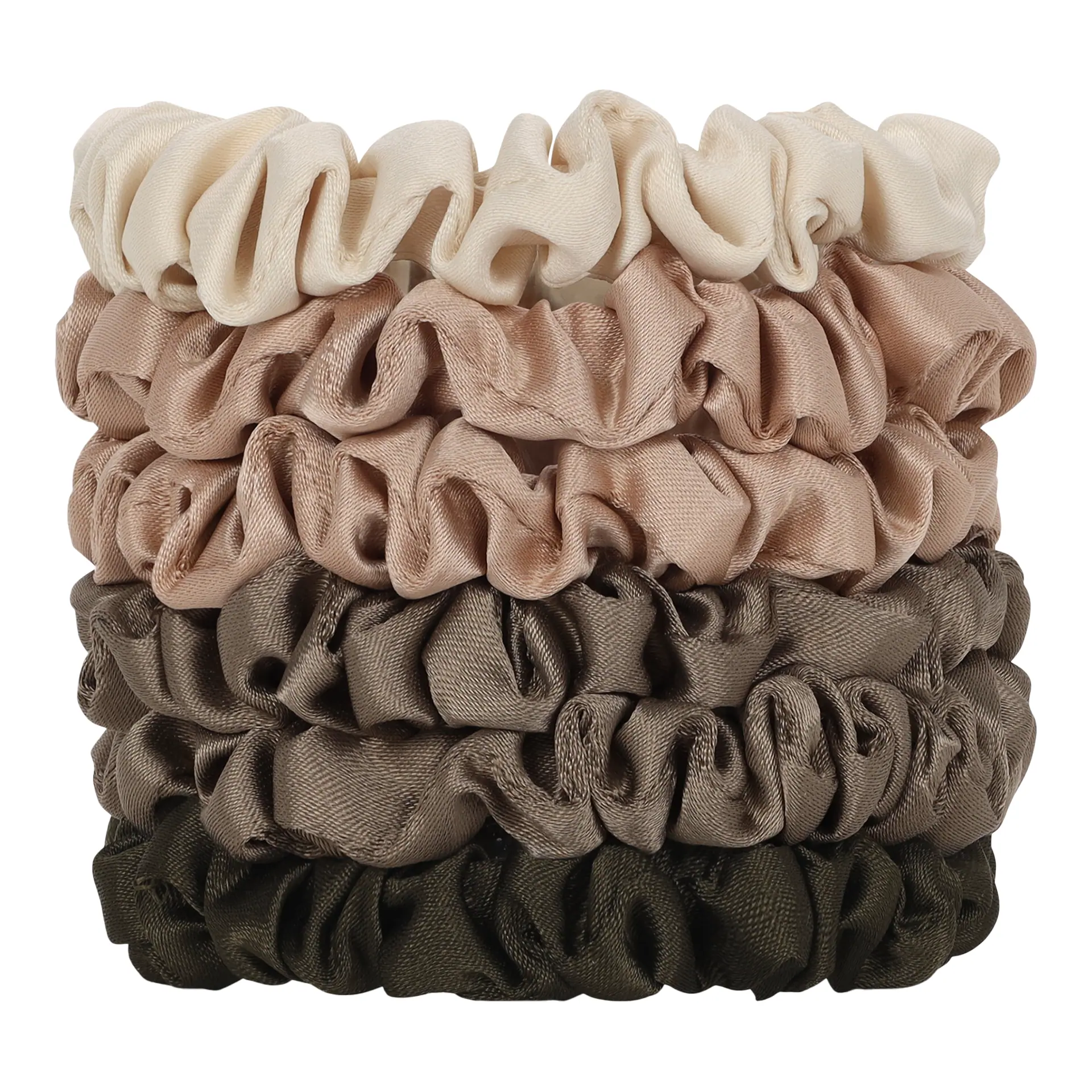 Kitsch Ruched Satin Petite Scrunchies 6pc Set - Eucalyptus