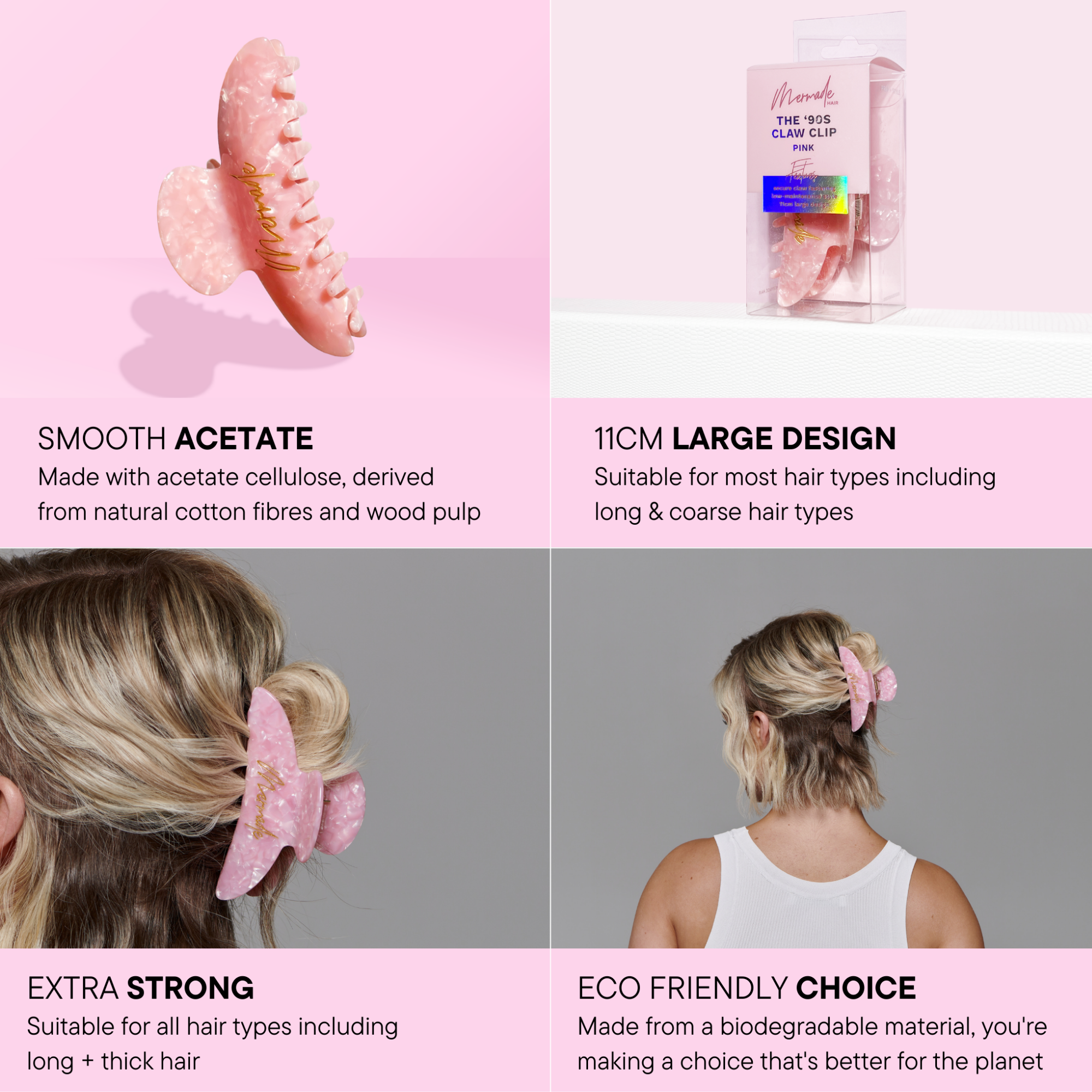 Mermade Hair Claw Clip - Pink