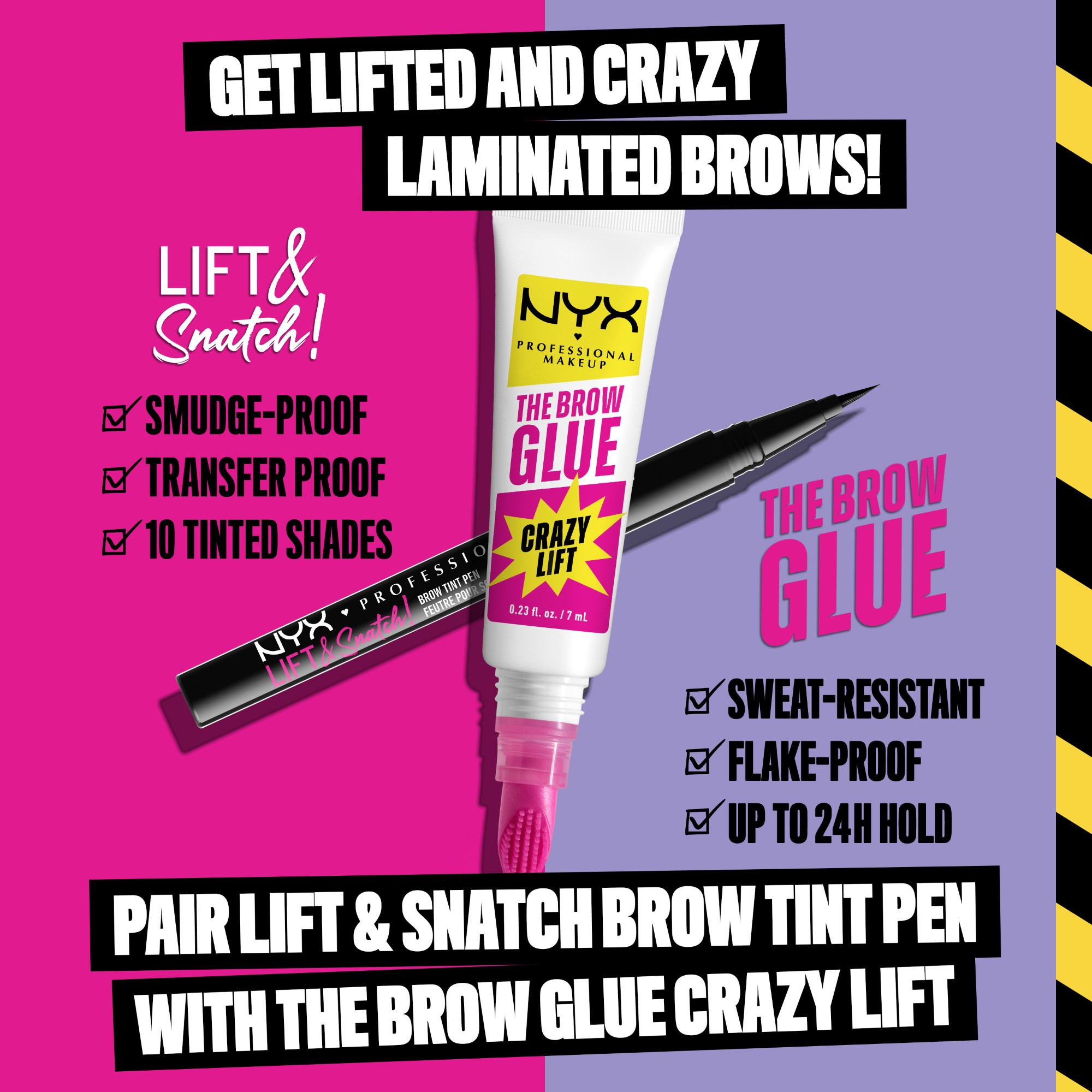 NYX Professional Makeup The Brow Glue Crazy Lift 01