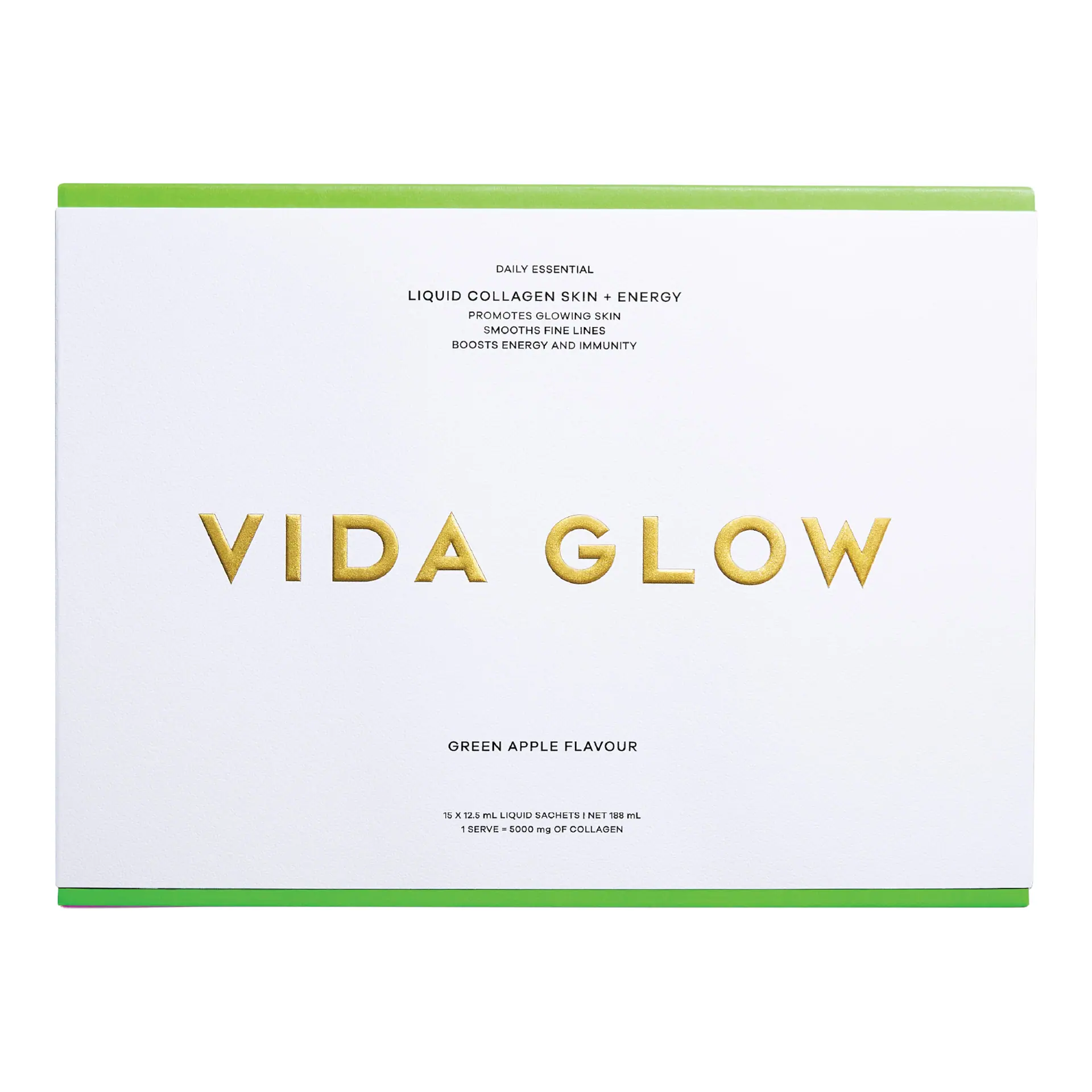 Vida Glow Daily Essentials: Collagen Liquid Advance Energy Green Apple