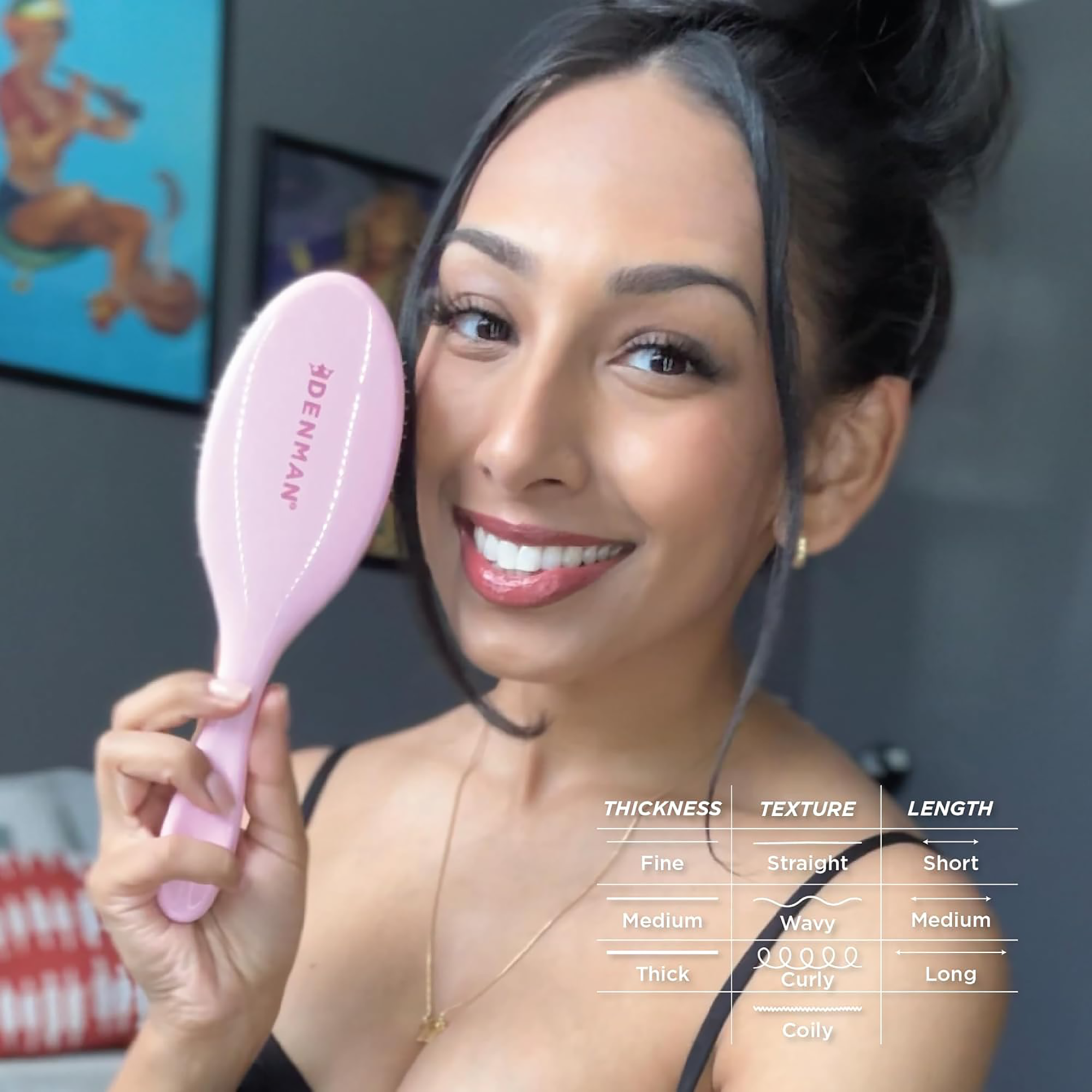 Denman D81M Pastel Pink Style & Shine Brush