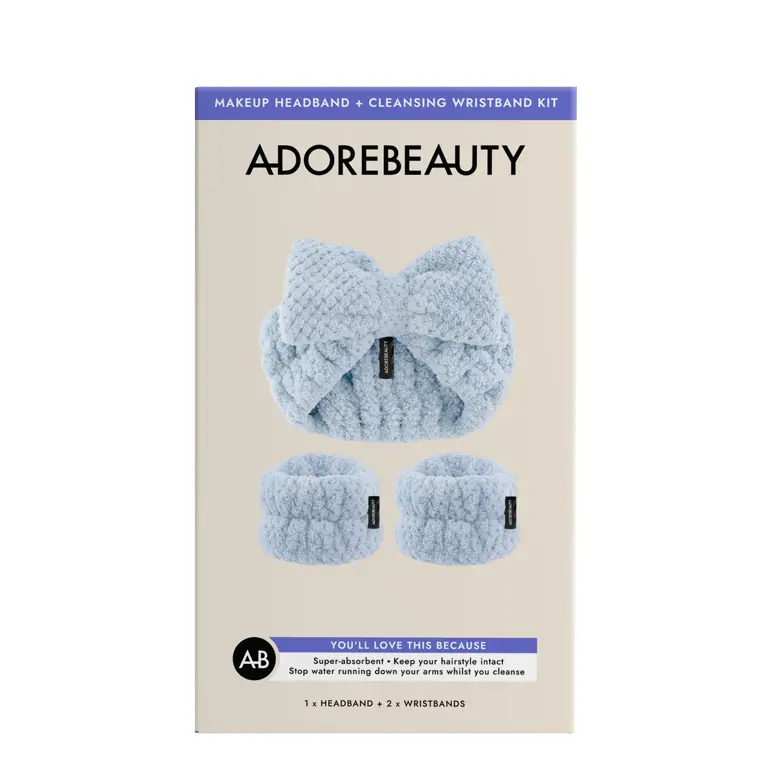 Adore Beauty Makeup Headband + Cleansing Wristband Kit - Blue
