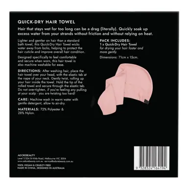 Adore Beauty Quick-Dry Hair Towel - Pink LIMITED EDITION