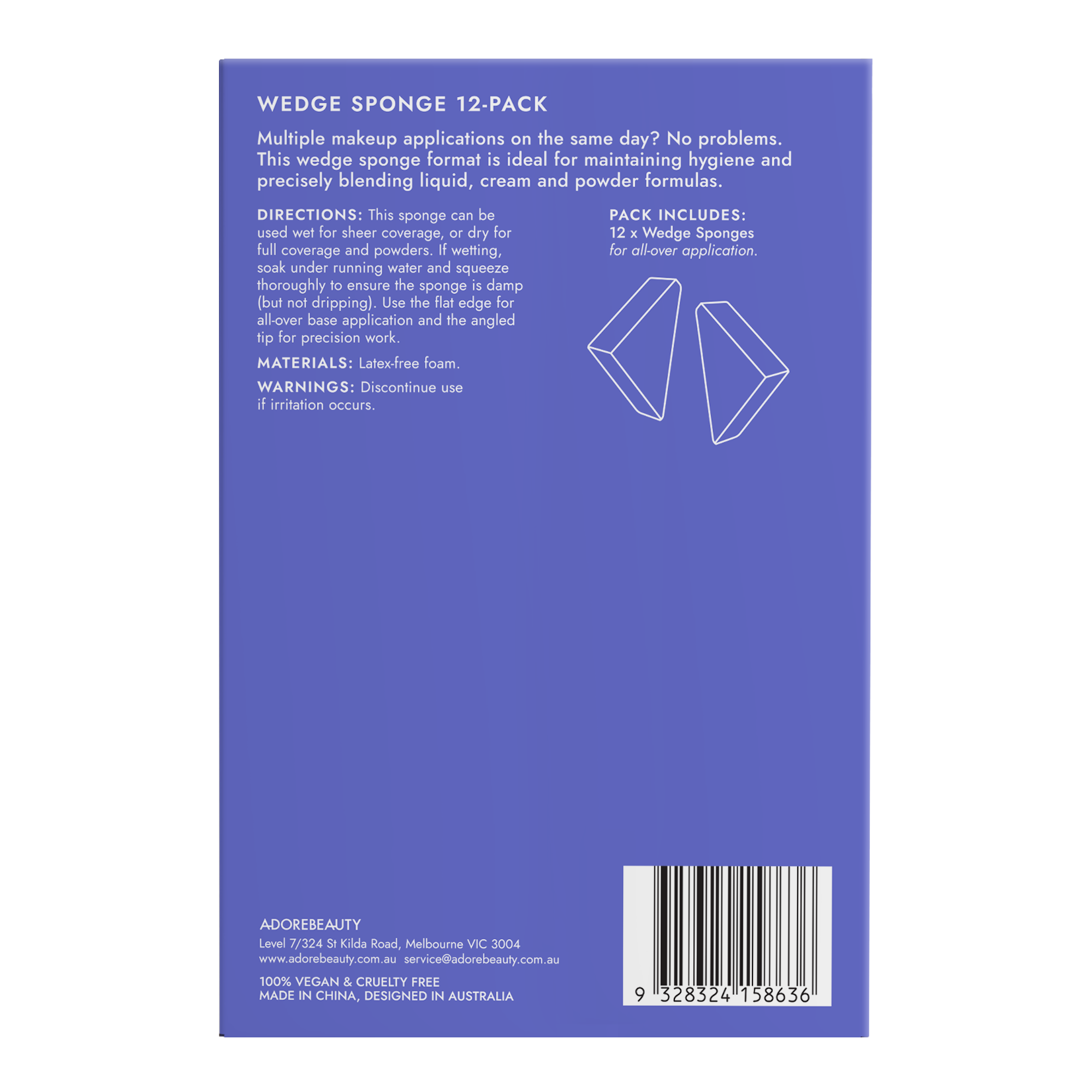 Adore Beauty Wedge Sponge 12-Pack