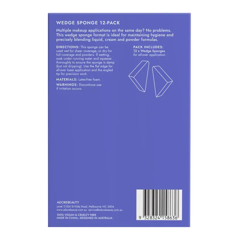 Adore Beauty Wedge Sponge 12-Pack