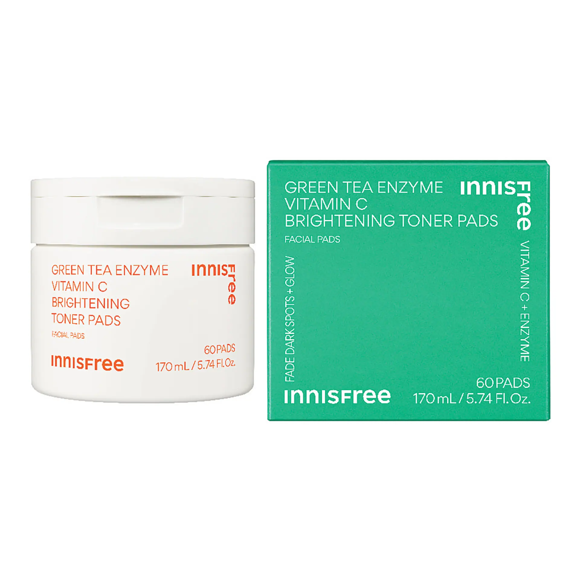 INNISFREE Green Tea Enzyme Vitamin C Brightening Toner Pad 60ea