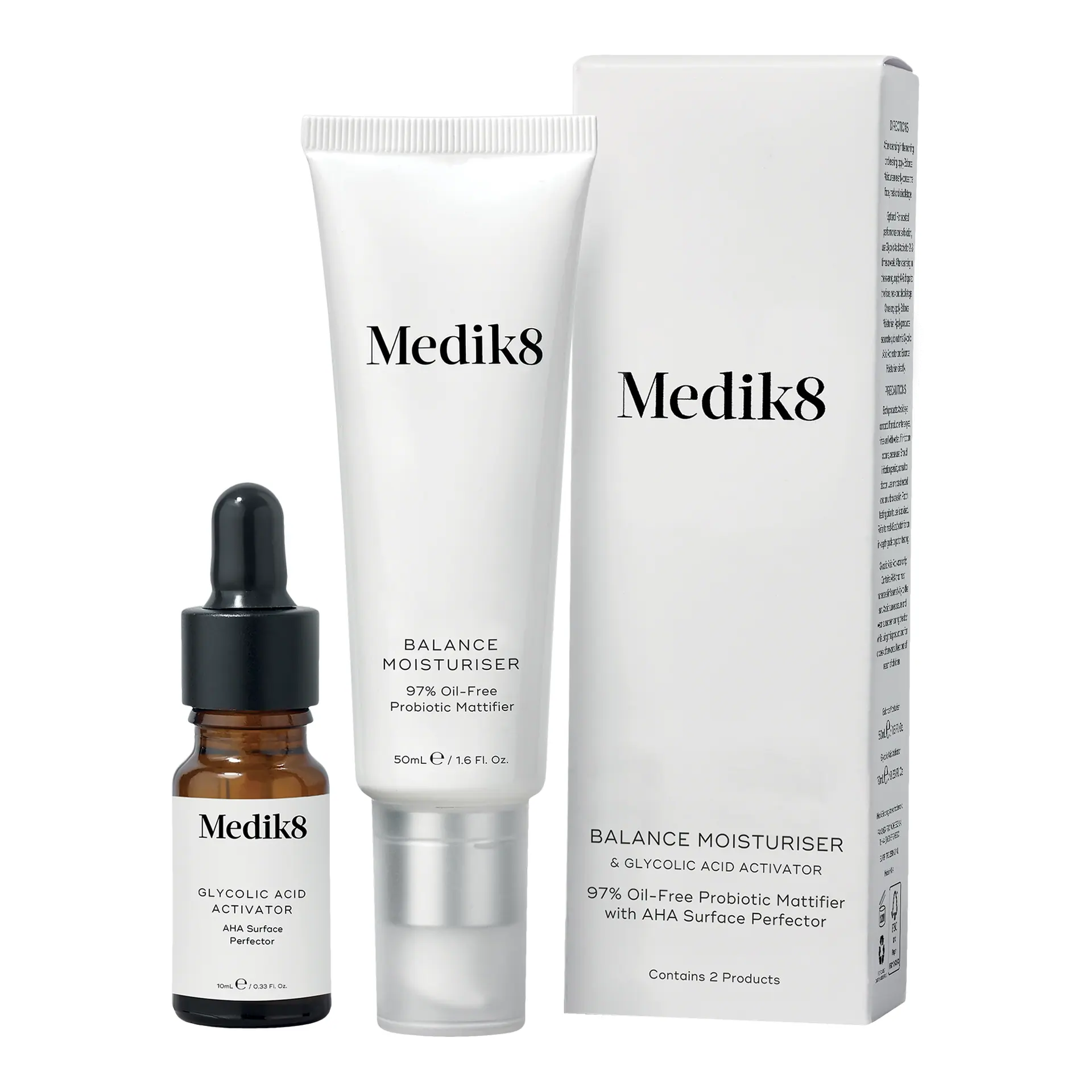 Medik8 Balance Moisturiser 50ml with Glycolic Acid Activator 10ml