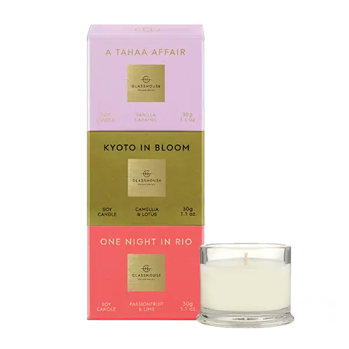 Glasshouse Fragrances Candle Trio - Spend $90 on GH NZ