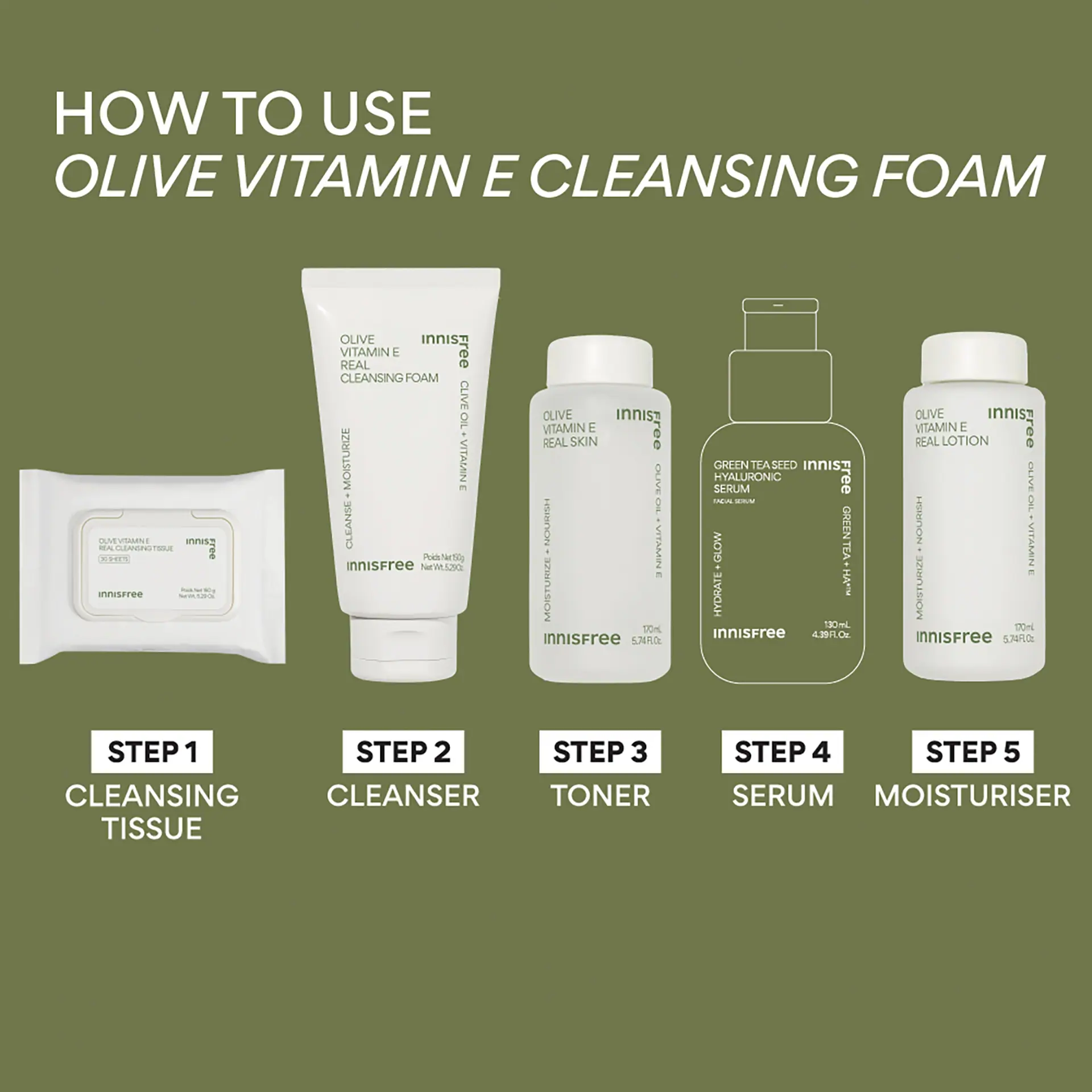 INNISFREE Olive Vitamin E Real Cleansing Foam 150g