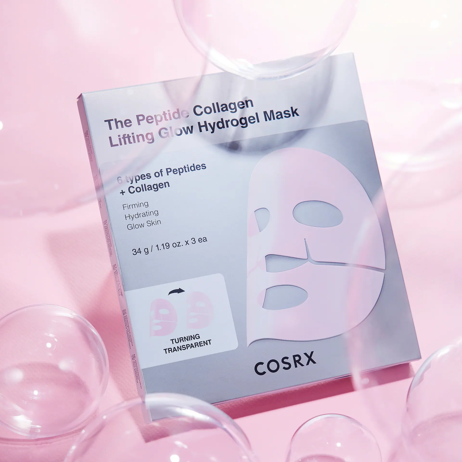 COSRX The Peptide Collagen Lifting Glow Hydrogel Mask - 3 pack