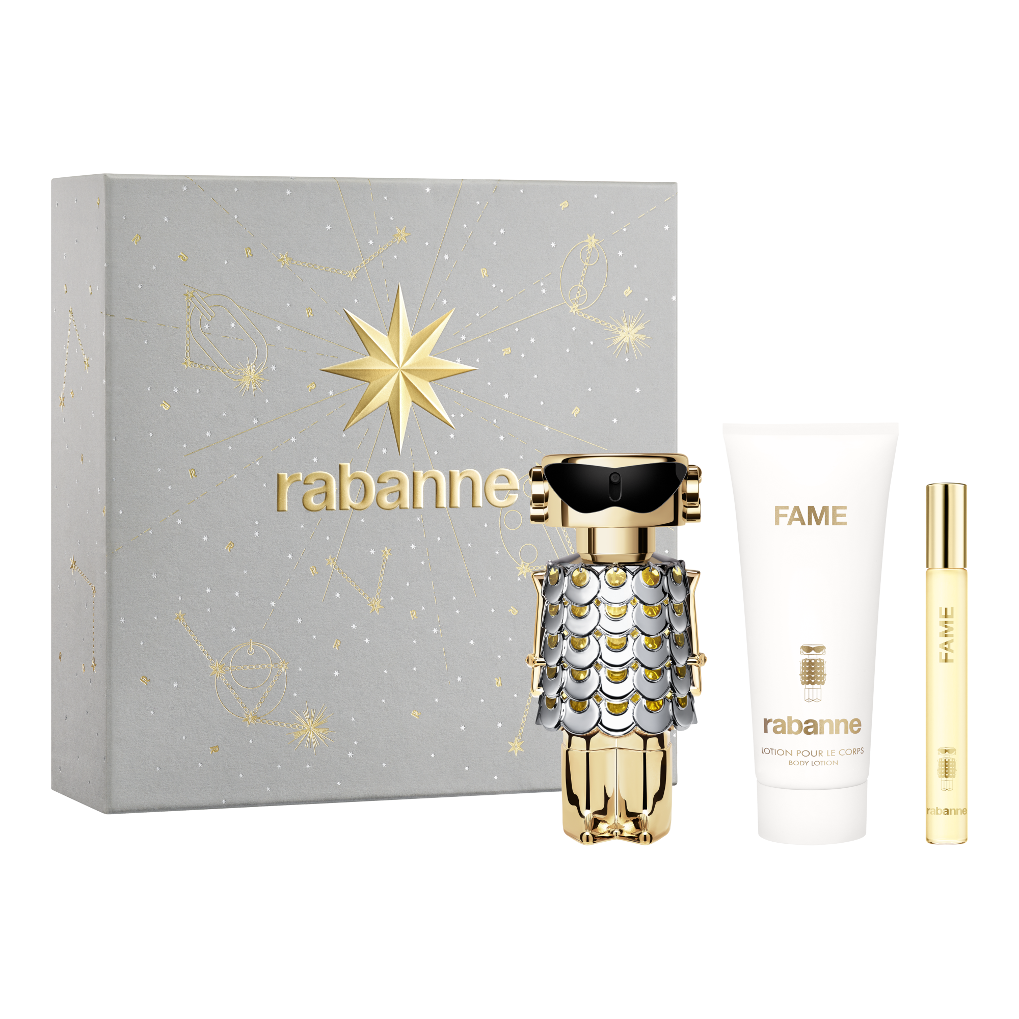 Rabane Fame Eau de Parfum 80 ml + Perfumed body lotion 100 ml + Fame Eau de Parfum 10 ml