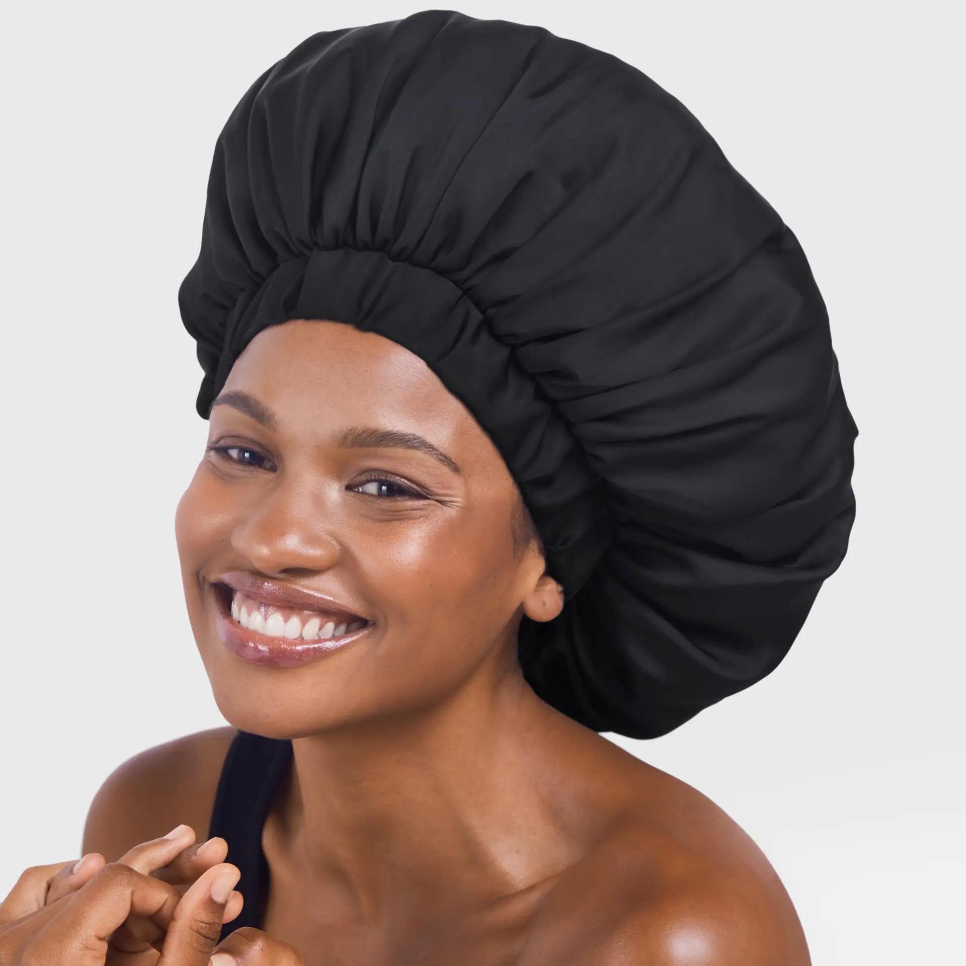 Kitsch Satin Sleep XL Adjustable Bonnet - Black